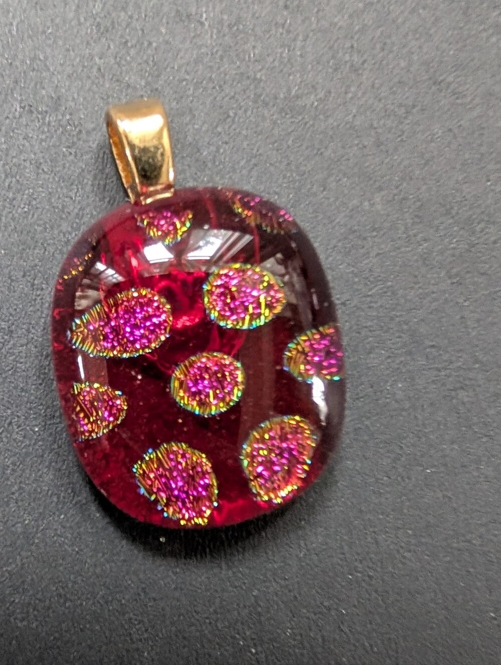 Handcrafted Pink Dichroic Glass Pendant Necklace